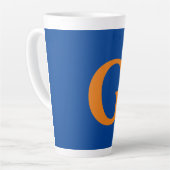 Tasse Latte Lettre Initiale Monogramme Moderne Design Bleu Ora (Angle gauche)