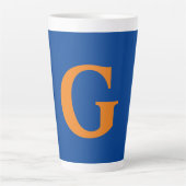 Tasse Latte Lettre Initiale Monogramme Moderne Design Bleu Ora (Devant)