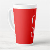 Tasse Latte Lettre initiale Monogramme Rouge blanc moderne (Angle gauche)