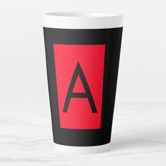 TASSE LATTE LETTRE INITIALE NOIRE ROUGE LETTRE NOIRE PLACE (Devant)