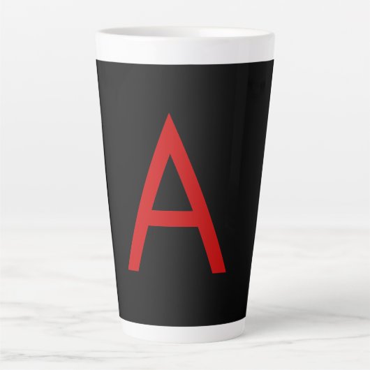 TASSE LATTE LETTRE INITIALE NOIRE ROUGE LETTRE NOIRE PLACE (Devant)