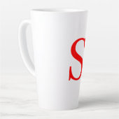 TASSE LATTE LETTRE INITIALE ROUGE ET BLANCHE MINUSCULE MONOMOB (Angle gauche)