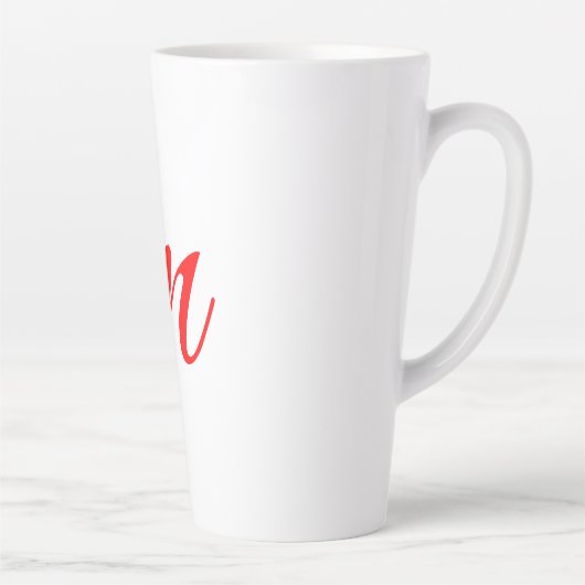 Tasse Latte Lettre initiale rouge monogramme professionnel mod (Droite)