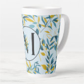 Tasse Latte Lettre M or bleu marine Feuille moderne (Angle droit)