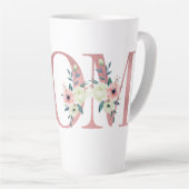 Tasse Latte LETTRE MOM Pretty Rose Florale Typographie (Angle droit)