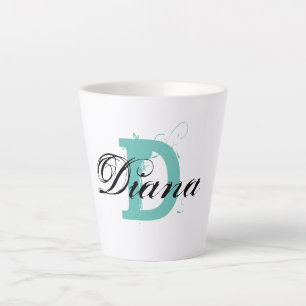 Tasse Latte Lettre monogramme de nom de typographie Vintage