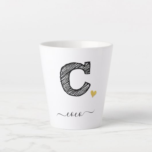Tasse Latte LETTRE MONOGRAPHIQUE D'ÉCRAN RÉtro C, BOUGIE EN La (Devant)
