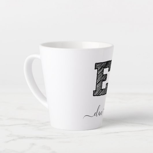 Tasse Latte LETTRE MONOGRAPHIQUE D'ÉCRAN RÉtro E, TÊTE (Angle gauche)