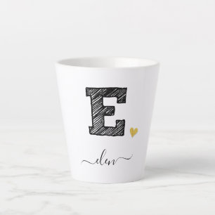 Tasse Latte LETTRE MONOGRAPHIQUE D'ÉCRAN RÉtro E, TÊTE