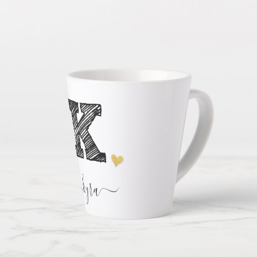 Tasse Latte LETTRE MONOGRAPHIQUE D'ÉCRAN RÉtro K, BOUGIE EN La (Angle droit)