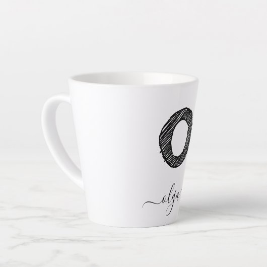 Tasse Latte LETTRE MONOGRAPHIQUE D'ÉCRAN RÉtro O, TÊTE (Angle gauche)