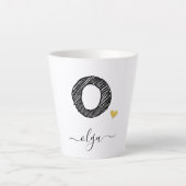Tasse Latte LETTRE MONOGRAPHIQUE D'ÉCRAN RÉtro O, TÊTE (Devant)