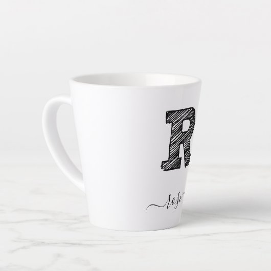 Tasse Latte LETTRE MONOGRAPHIQUE D'ÉCRAN RÉtro R (Angle gauche)