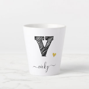 Tasse Latte LETTRE MONOGRAPHIQUE D'ÉCRAN RÉtro V, BOUGIE EN