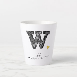 Tasse Latte LETTRE MONOGRAPHIQUE D'ÉCRAN RÉtro W, TÊTE