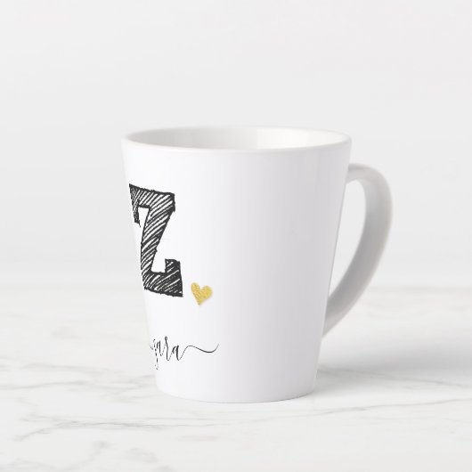 Tasse Latte LETTRE MONOGRAPHIQUE D'ÉCRAN RÉtro Z, BOUGIE EN LA (Angle droit)