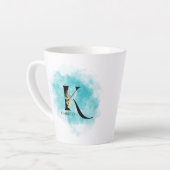 Tasse Latte LETTRE MONOGRAPHIQUE K Turquoise or Flower (Angle gauche)
