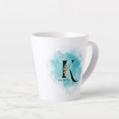 Tasse Latte LETTRE MONOGRAPHIQUE K Turquoise or Flower (Angle droit)