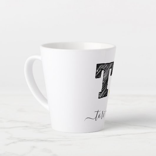 Tasse Latte LETTRE MONOGRAPHIQUE T RÉtro, TÊTE (Angle gauche)