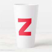 Tasse Latte LETTRE MONOMOMOGÉE Rouge INITIALE PROPRE Nom (Devant)