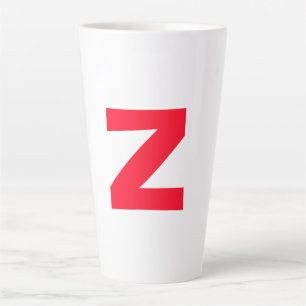 Tasse Latte LETTRE MONOMOMOGÉE Rouge INITIALE PROPRE Nom