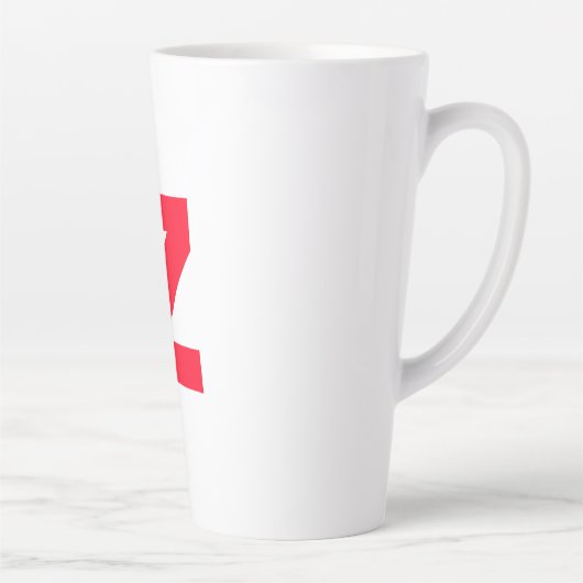 Tasse Latte LETTRE MONOMOMOGÉE Rouge INITIALE PROPRE Nom (Droite)