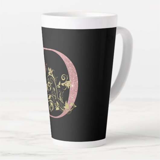 Tasse Latte Lettre Parties scintillant rose D (Angle droit)