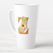 Tasse Latte Lettre Z Tournesol Floral Monogramme avec nom (Angle gauche)