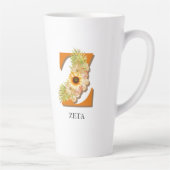 Tasse Latte Lettre Z Tournesol Floral Monogramme avec nom (Droite)