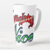 Tasse Latte Lettres rouges rétro Noël, Naughty ou Nice (Angle droit)