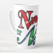 Tasse Latte Lettres rouges rétro Noël, Naughty ou Nice (Angle gauche)