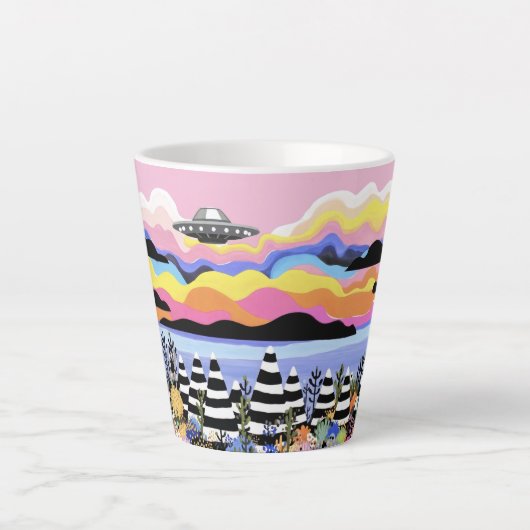 Tasse Latte Lever de soleil avec OVNI (Devant)