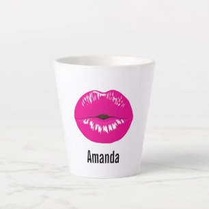Tasse Latte Lèvres roses chaudes Illustration brillante