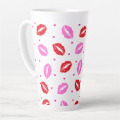 Tasse Latte Lèvres roses et rouges et coeurs en céramique Latt (Angle gauche)