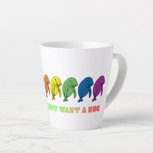Tasse Latte LGBTQIA+ Manatees veulent juste un câlin (Angle droit)