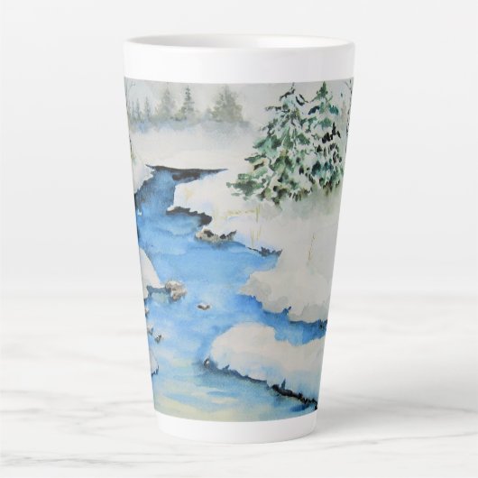 Tasse Latte L'hiver dans la vallée (Devant)