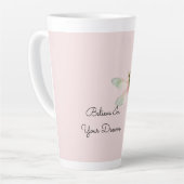 Tasse Latte Libellule rose blanche menthe (Angle gauche)