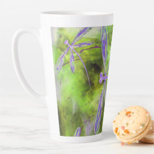 Tasse Latte libellules violettes sur la chaux