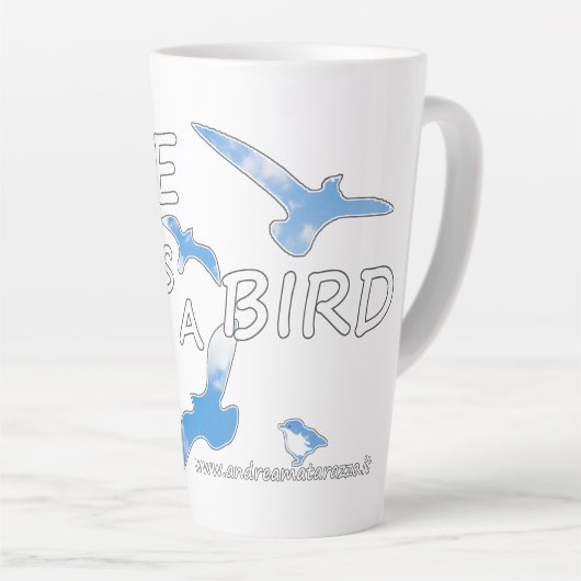 Tasse Latte Libre comme un oiseau (Angle droit)