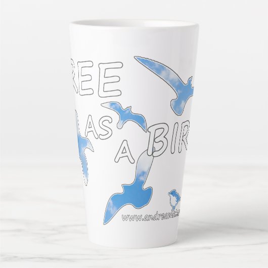 Tasse Latte Libre comme un oiseau (Devant)