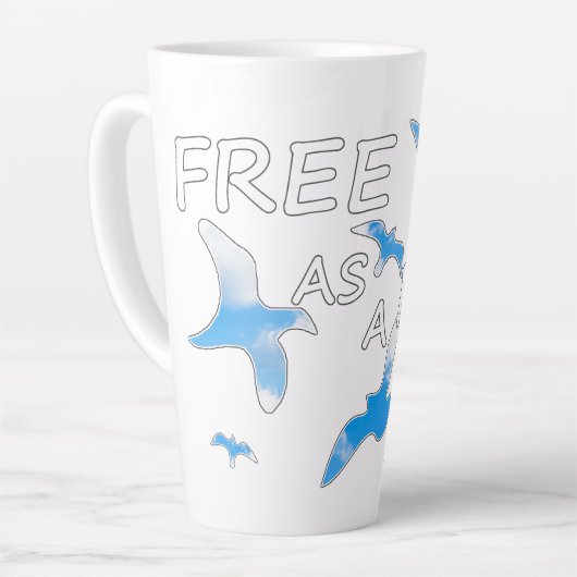 Tasse Latte Libre comme un oiseau 2 (Angle gauche)