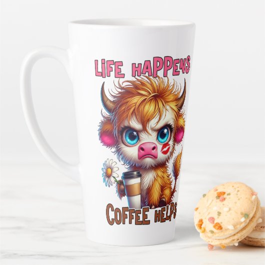 Tasse Latte Life Happens Coffee Helps (En situation)