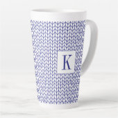 Tasse Latte LIGNE BLEUE KNIT Tall LatMug + Initial (Angle droit)