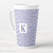 Tasse Latte LIGNE BLEUE KNIT Tall LatMug + Initial (Angle gauche)