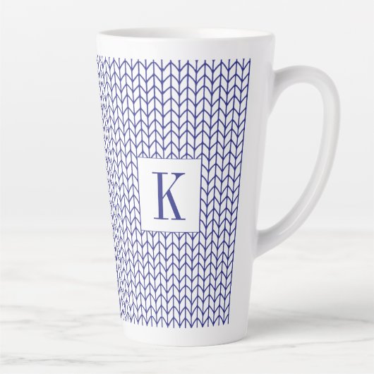 Tasse Latte LIGNE BLEUE KNIT Tall LatMug + Initial (Droite)