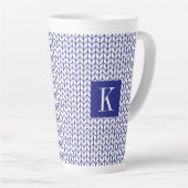 Tasse Latte LIGNE BLEUE KNIT Tall LatMug + Initiale II (Angle droit)