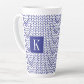 Tasse Latte LIGNE BLEUE KNIT Tall LatMug + Initiale II (Angle gauche)