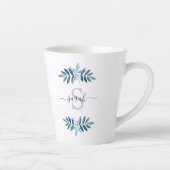 Tasse Latte Lilac Aquarelle Florale Monogramme (Droite)