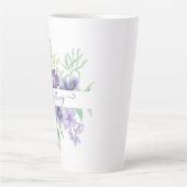 Tasse Latte Lilac aquarelle florale personnalisée (Devant)
