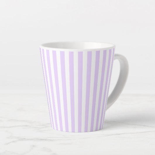 Tasse Latte Lilac purple and white candy stripes (Angle droit)